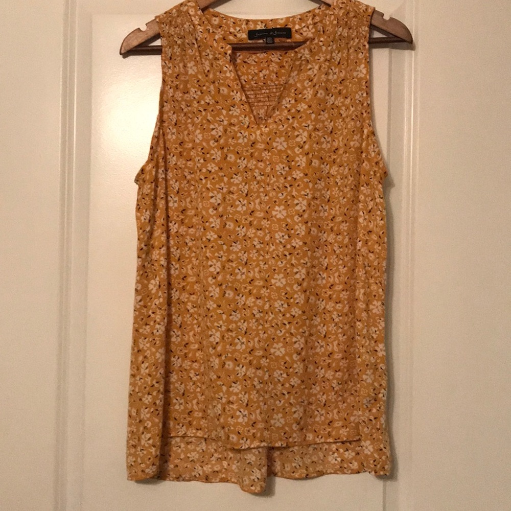 Sleeveless blouse (mustard/white/black)